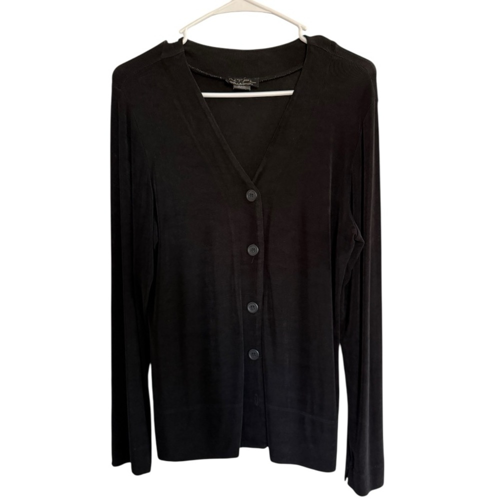 Black V-Neck Button-Up Women's Sweater cardigan